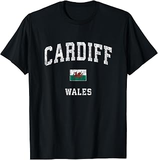 Cardiff Wales Vintage Athletic Sports Design T-Shirt