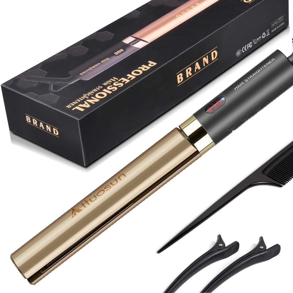 Hair Straightener,ATTUOSUN Professional 2 in 1 Hair Straightener & Curling, Tourmaline Ceramic Floating Flat Iron for All Hair Type with 12 Level Adjustable Temperature
