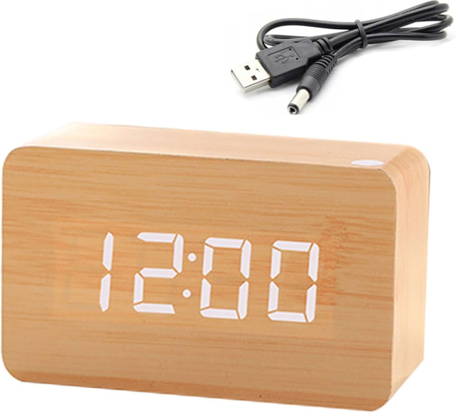 RUIFEN Wooden Electronic Clock Wooden Alarm Clock Digital LED Clock ...