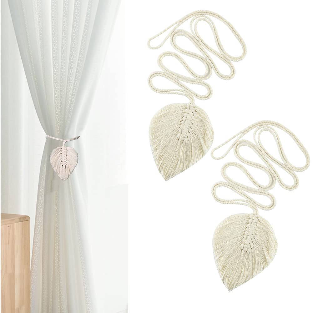 MAKNGRID (478104) Curtain Holdback Tassels for Light Curtains or Screens Decorative Curtain Hand-Knitted Cord Tiebacks for Baby Nursery Room Girls Bedroom Window Drapes Wedding Birthday Party (White)-image-34