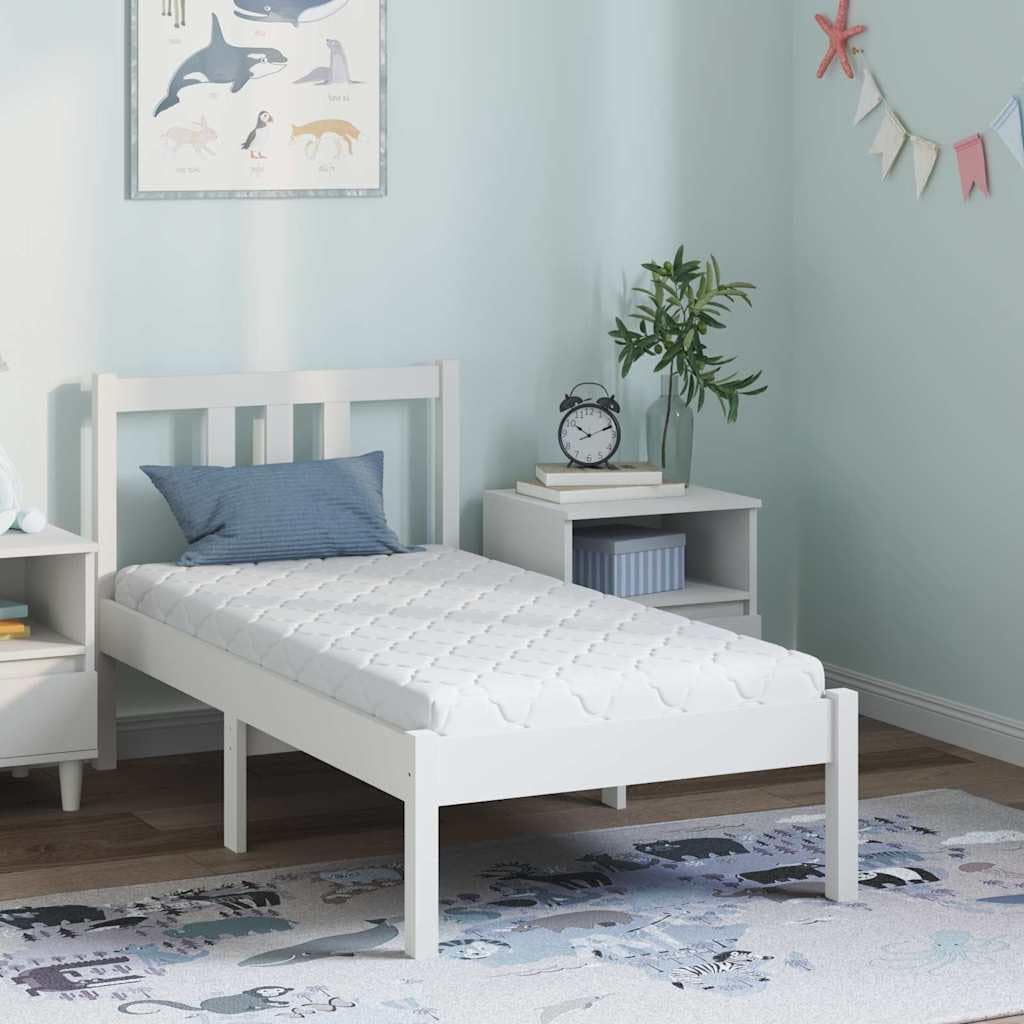 Materac 70 x 140 cm, biały, żakardowy materiał z warstwą kokosa, podkładka do spania z pianki PU, oddychająca i średnio twarda, do sypialni, nakładka na łóżko, kompatybilna ze stelażem i ramą