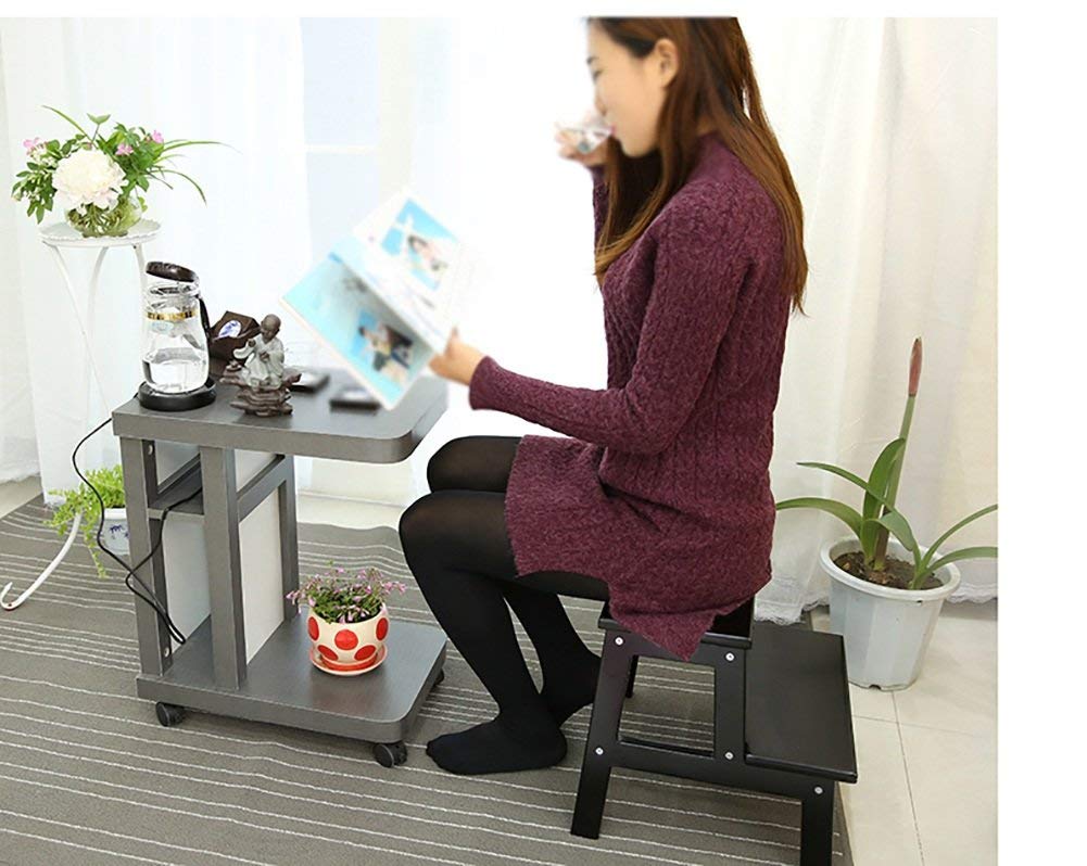 Taburete de Escalera de Doble Uso para el Hogar Al Aire Libre, Taburete de Escalera de Madera Iza, Taburete Antideslizante para Niños Taburete Mazar Taburete para Cambio de Zapatos Taburete Mul