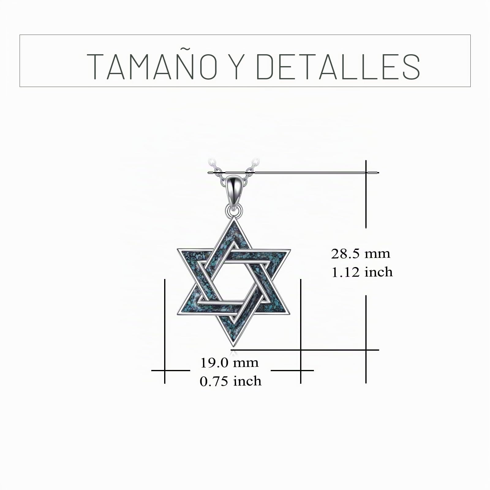 YFN Collar de estrella de David de plata de ley con colgante de tuquoise para mujeres y hombres