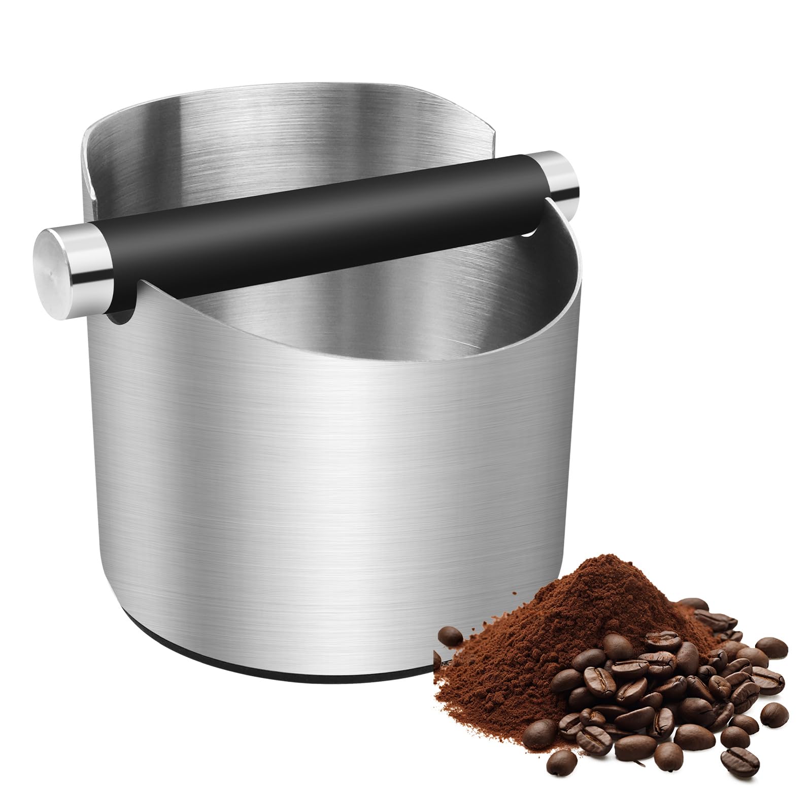 Knock Box Cafe, Caja para Posos de Café de Acero Inoxidable, Antideslizante para Espresso, Accesorio de Cafetera, Recipiente Compacto para Barista