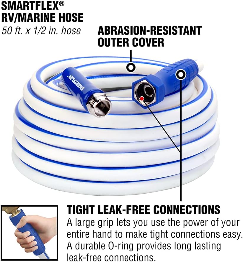 SmartFlex RV/Marine Water Hose, 1/2 in. x 50 ft., Hybrid, White - HSFRV450 (Pack of 5)