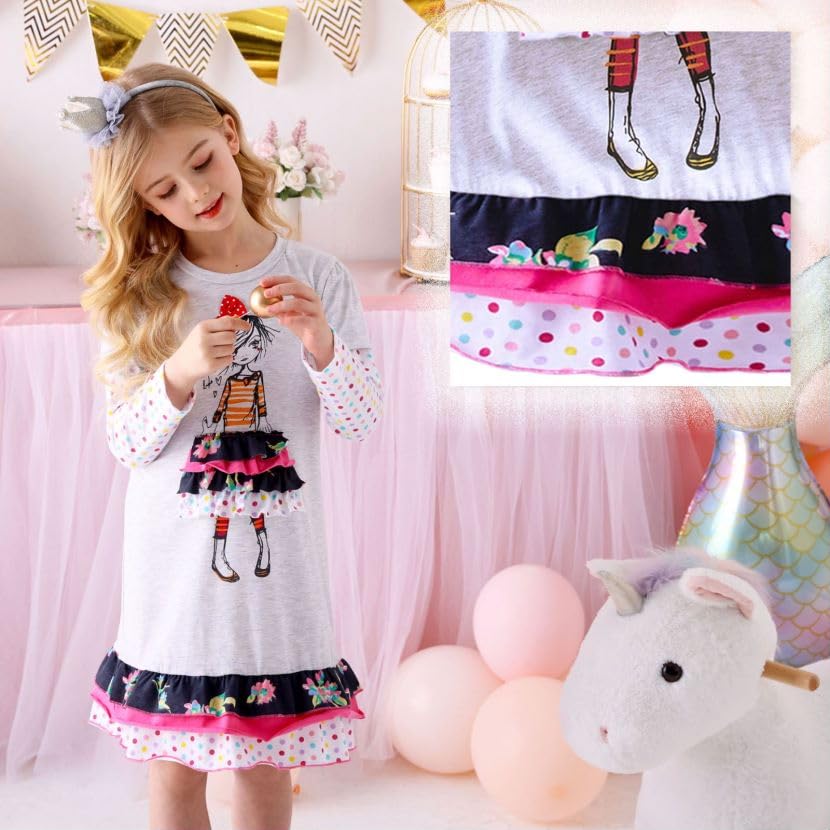 Image of VIKITA 2017 Girls Embroidery Cotton Long Sleeve Flower Dresses LH5460 for 1-8 Years ?-