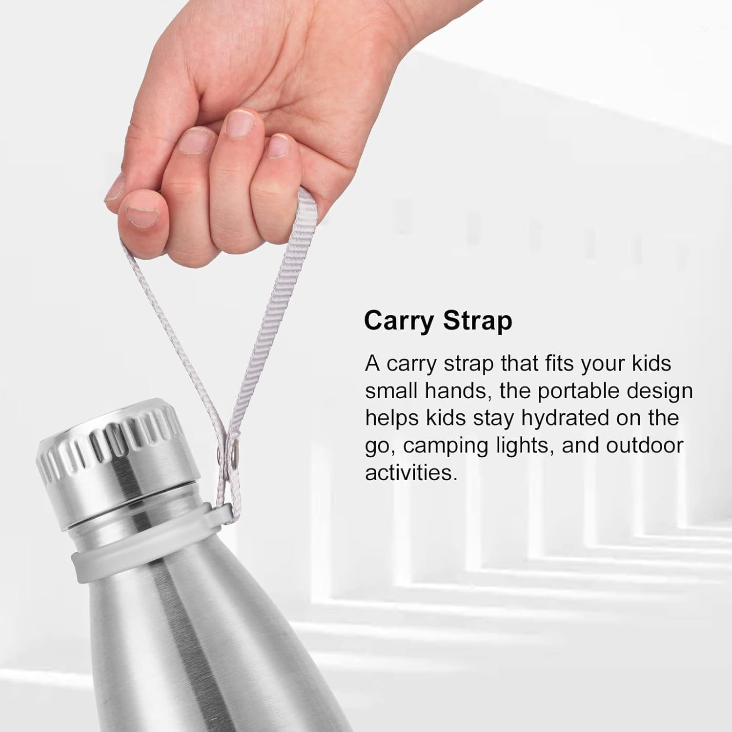 koodee 12 oz Water Bottle for Kids, Stainless Steel Double Wall Vacuum Insulated Sports Bottle Cola Shape Leak-Proof Flask (Silver) - Image 2