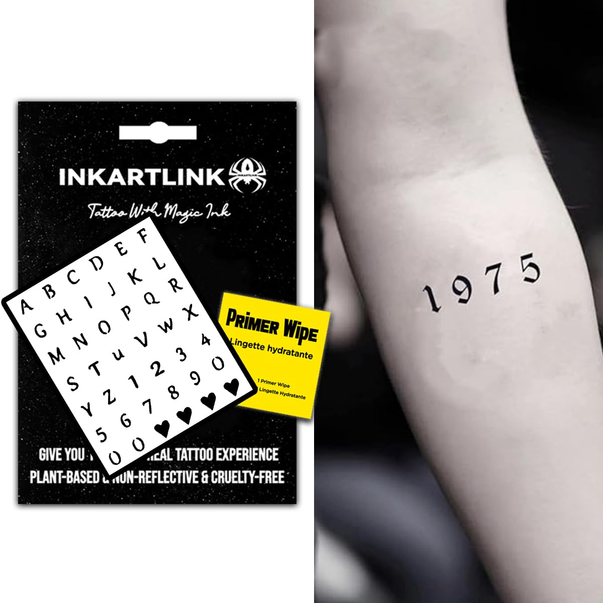 INKARTLINK Semi Permanent Tattoo,lucky number,tattoo with any combination of letters and numbers, DIY tattoo, unique design, waterproof, cruelty-free, non-reflective (Letters And Numbers)