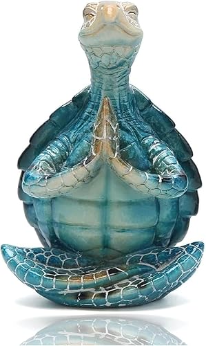 Figura de meditación, estatua de jardín de tranquilidad, esculturas de tortuga marina meditando para colección, figura de yoga de meditación