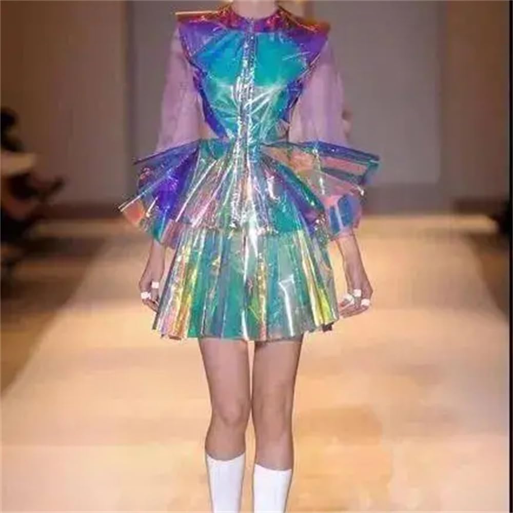 Glitzernder Hologramm-Spandex-Stoff Stretchstoff Schimmernder Stoff Meterware Handwerken Nähen Stoff Kostüm Bühnenauftritt Stoff Dekorstoffe Holographischer Stoff Violett#1 500X150cm