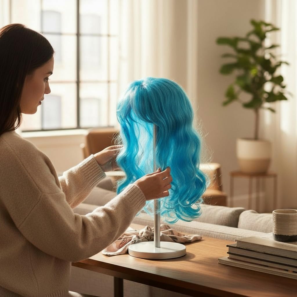 Moira Blue Synthetic Wig - Costume & Cosplay -8