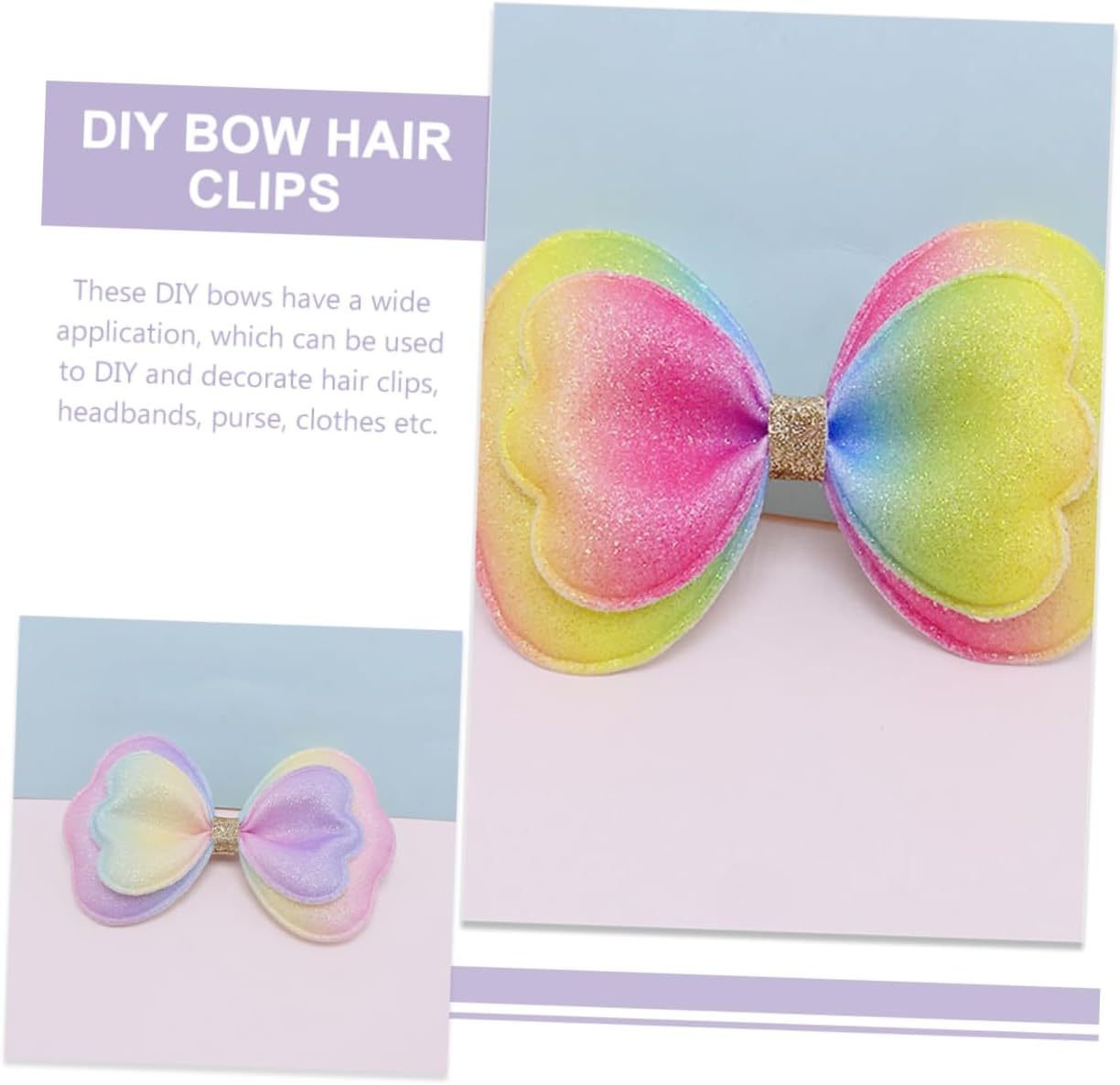Toddmomy 5pcs DIY Hair Bows Kit Cheer Bow Charms Fabric Embellishments Hair Accessories for DIY Crafts