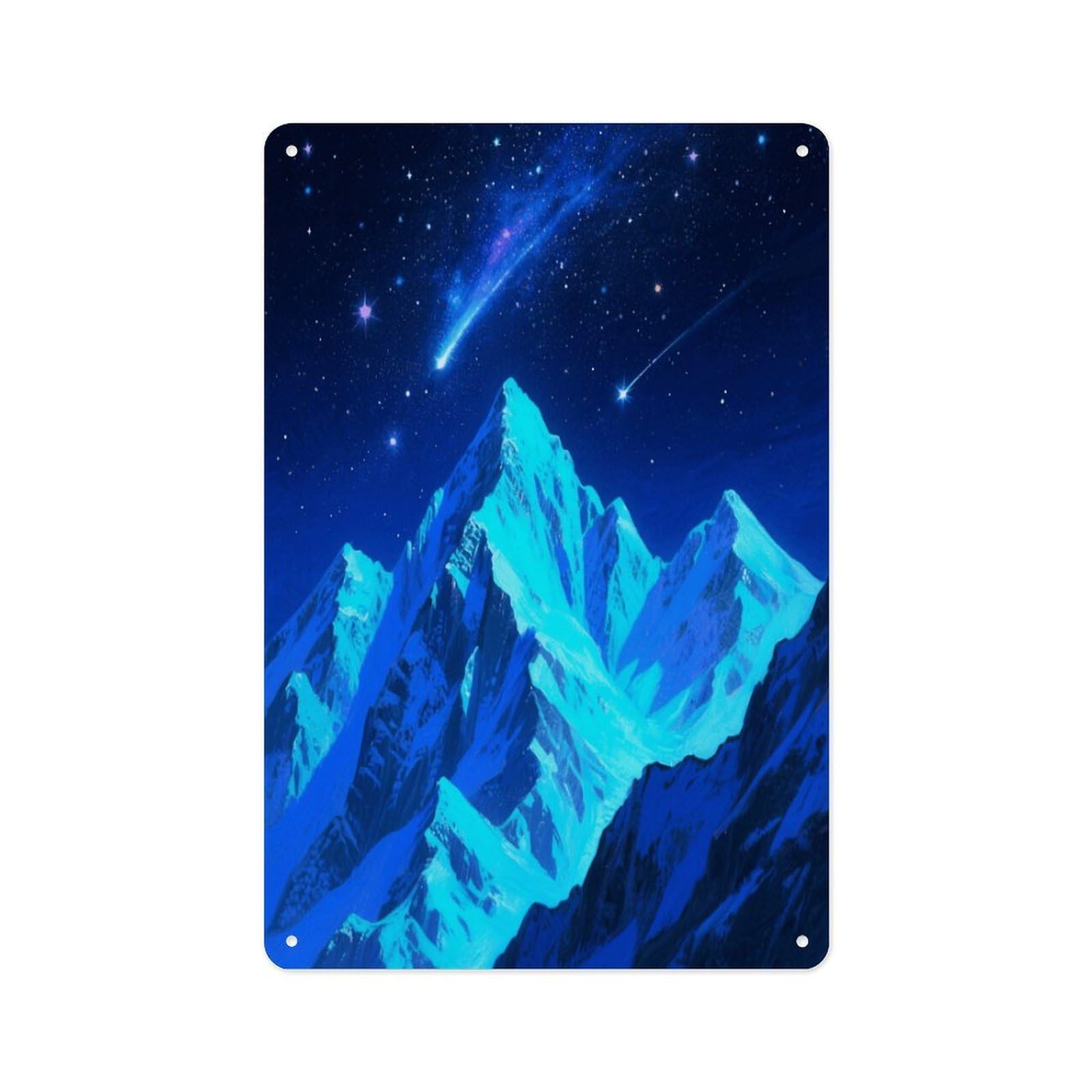 Fekiloot Style Mountains And Star River Wall Decor Metal Signs Tin Signs Poster