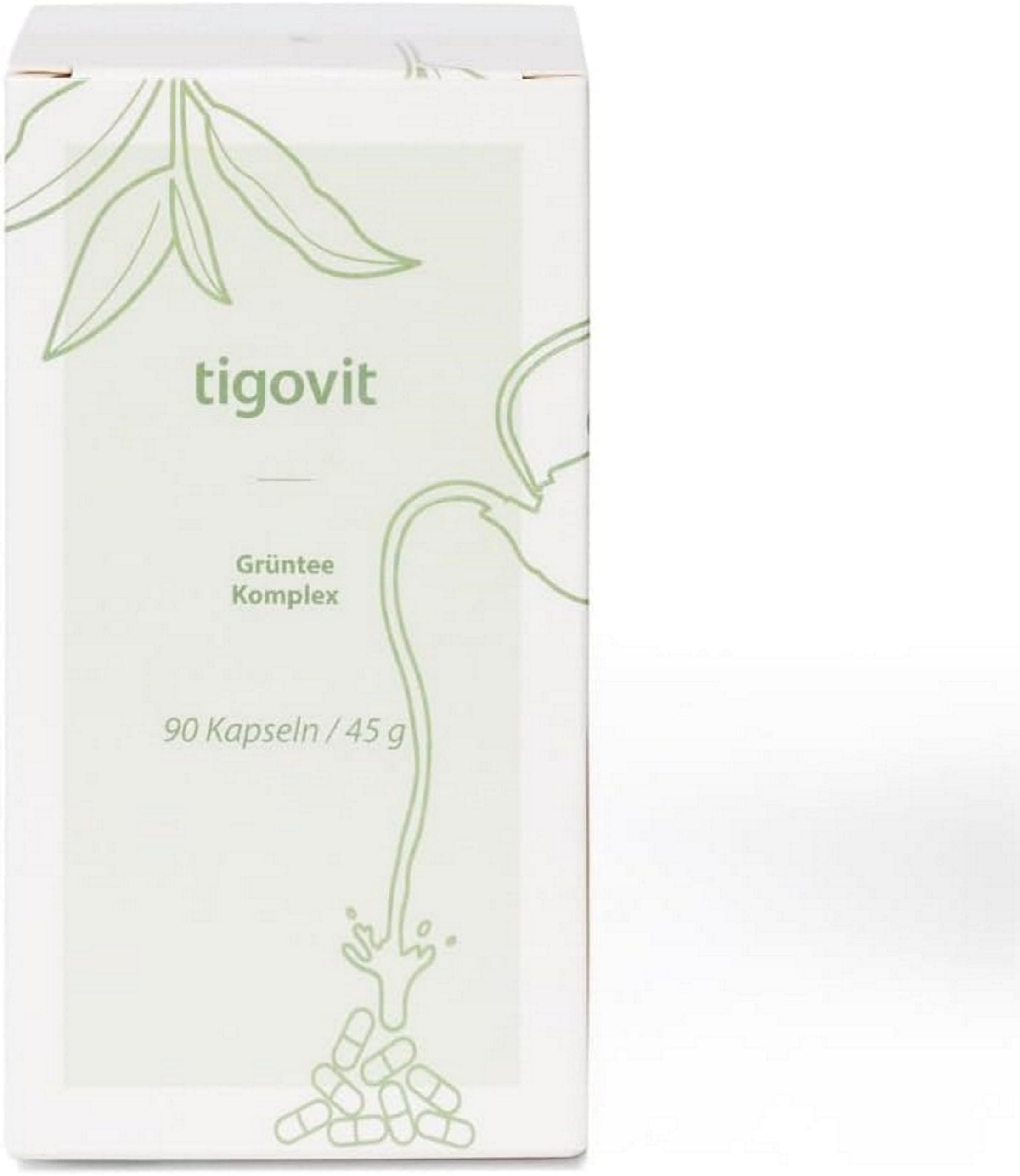 Grüntee Extrakt Tigovit | 510 mg EGCG & 910 Polyphenolen pro Tagesdosis | Grüner Helfer | Grüner Tee Kapseln - 90 Stück | Mit Vitamin C, BioPerine | Labor Geprüfte Qualität | Vegan