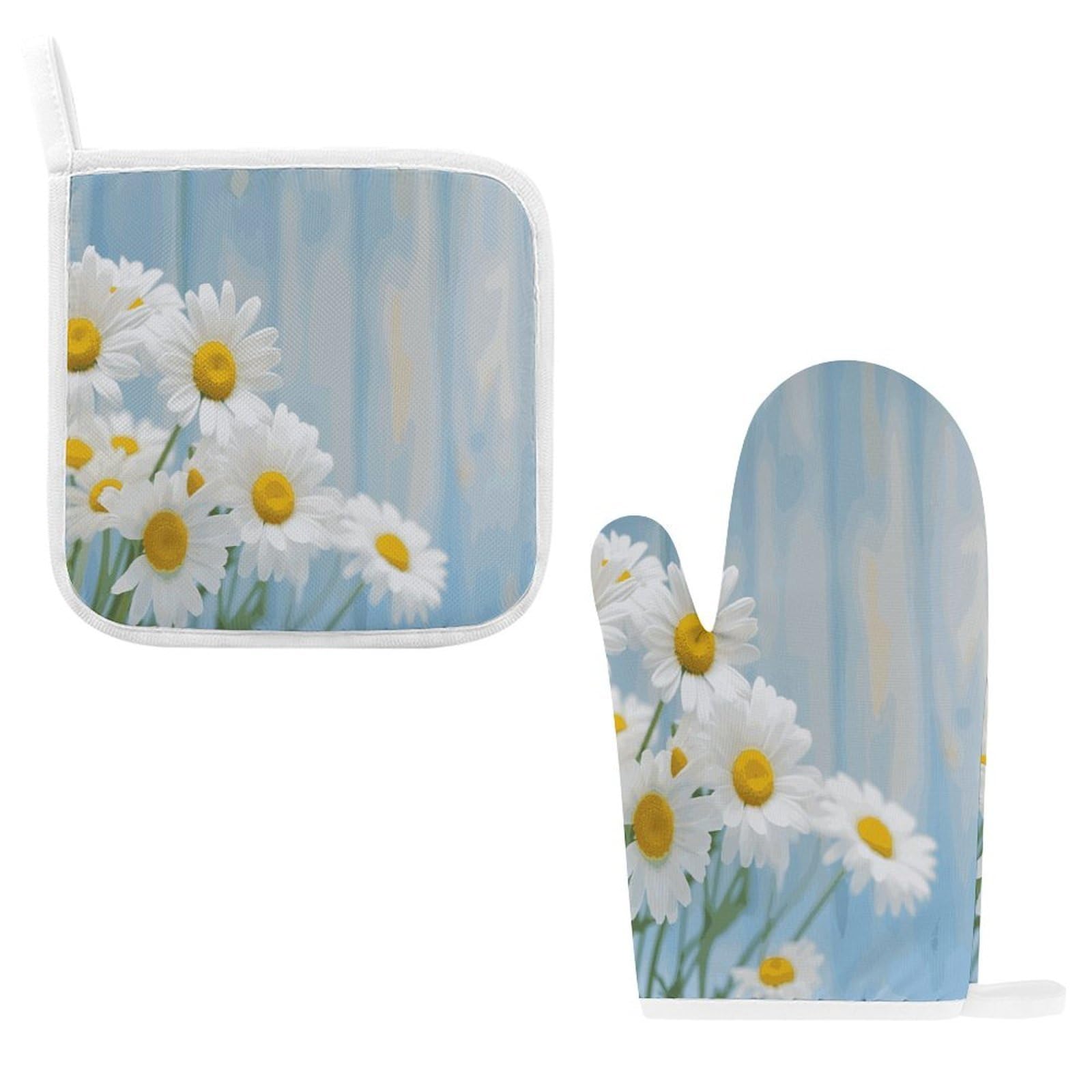 Fodpand Style Elegant Spring Daisy Flowers Oven Mitts And Pot Holders Sets