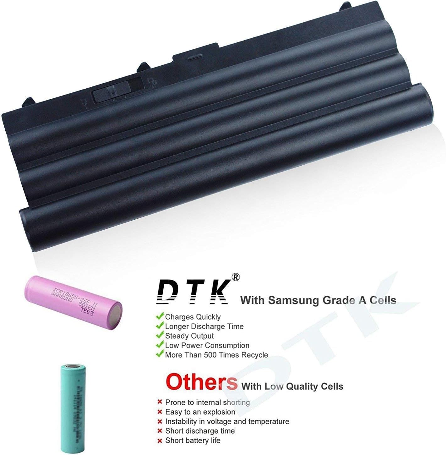 DTK E40 E420 Extended Laptop Notebook Battery Replacement for IBM Thinkpad T420 T510 E425 L520 Sl410 E520 E525 L410 L412 L420 L421 L510 E50 0578 L512 Sl510 T410 T520 W510 W520 10.8V 7.8AH