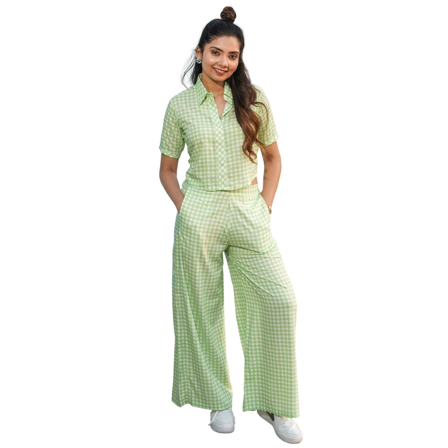 Go Boujee Rayon Womens Shirt Collar Neck Half Sleeves Co-ord Set