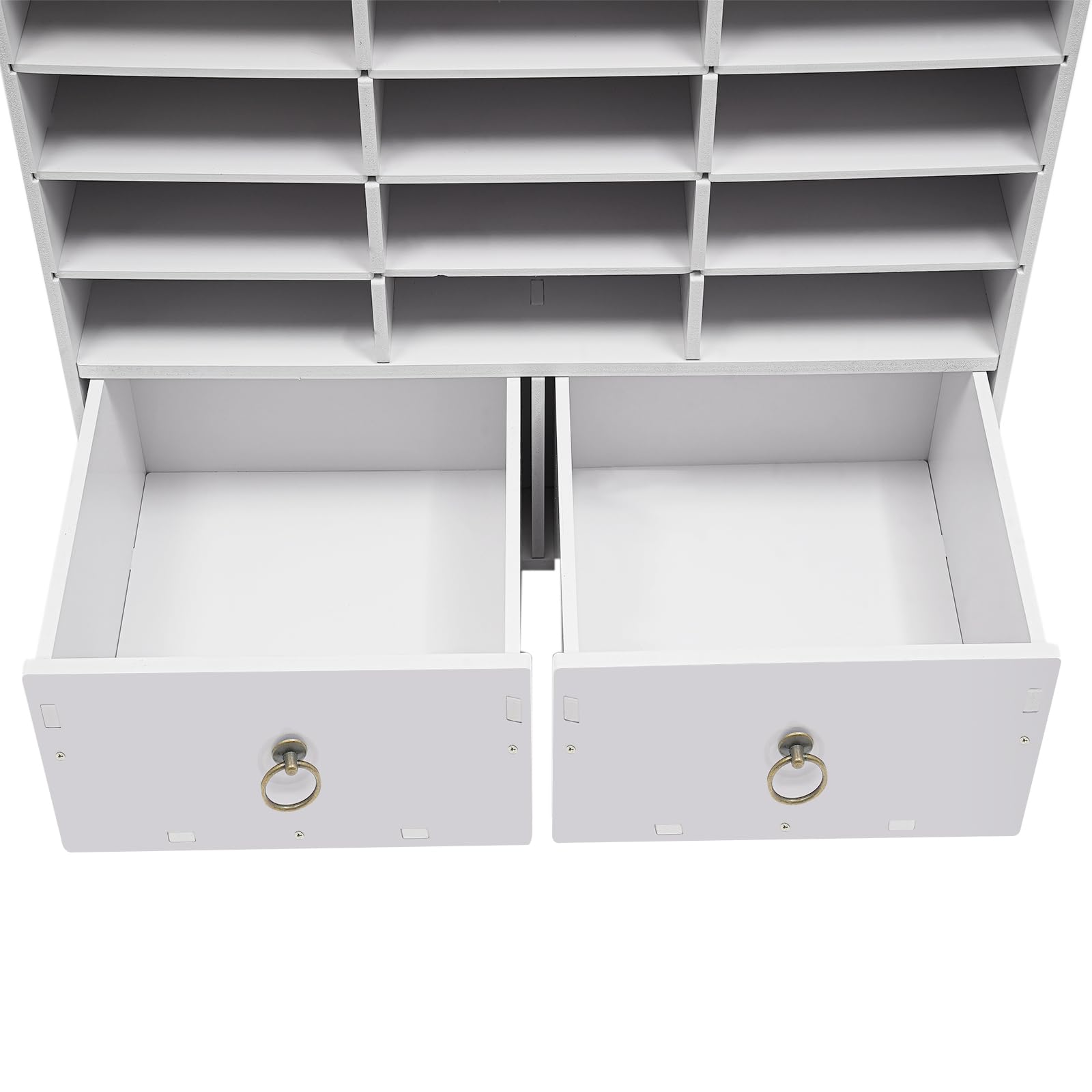 24 scomparti per ufficio con 2 cassetti, formato A4, portariviste in carta, 71,5 x 30 x 70 cm (bianco)