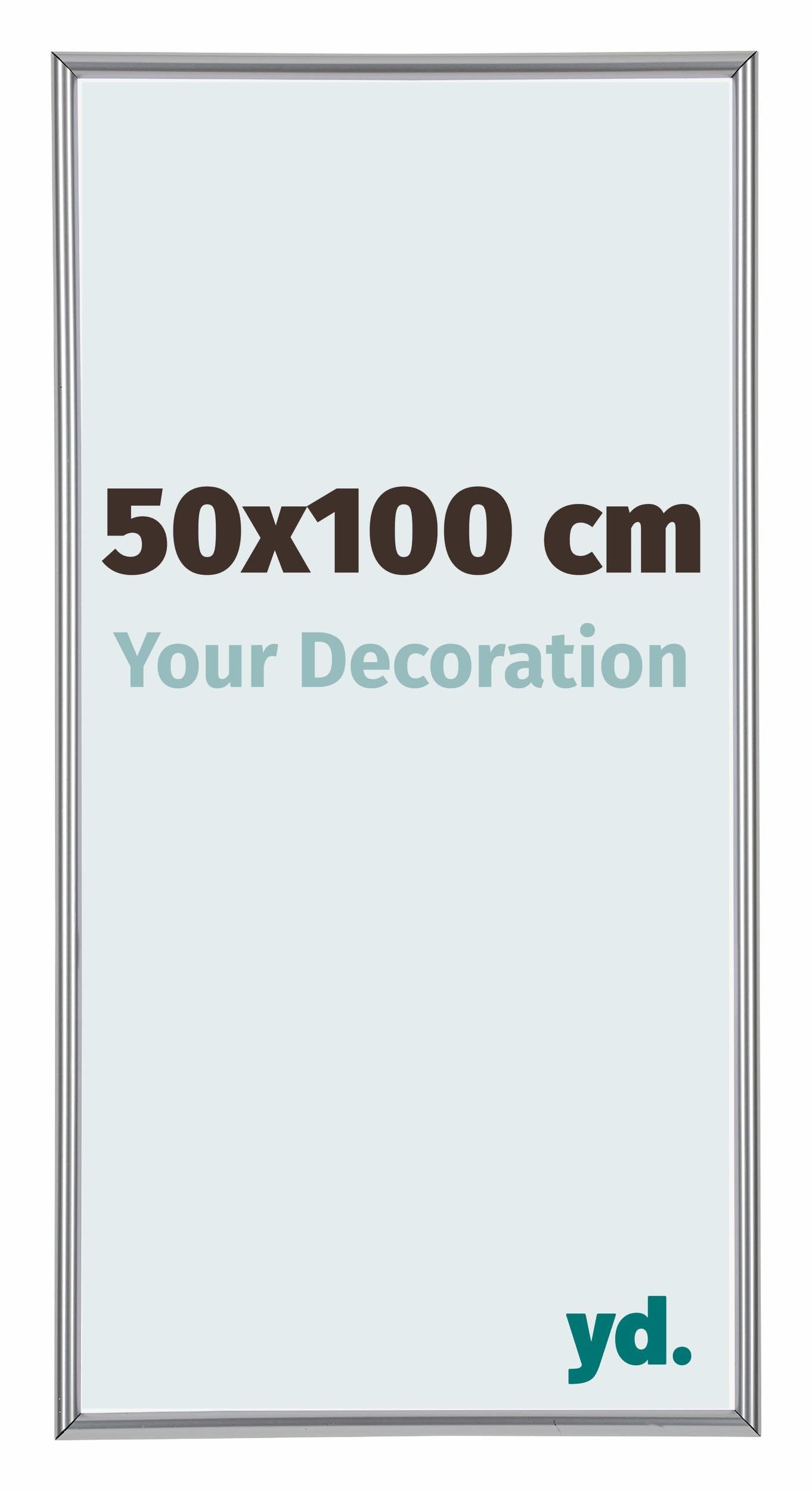 Your Decoration - Picture Frame 50x100 cm - Silver High Gloss - Decorative Wall Frame in Plastic with Antireflection - Frame 50x100 - Annecy