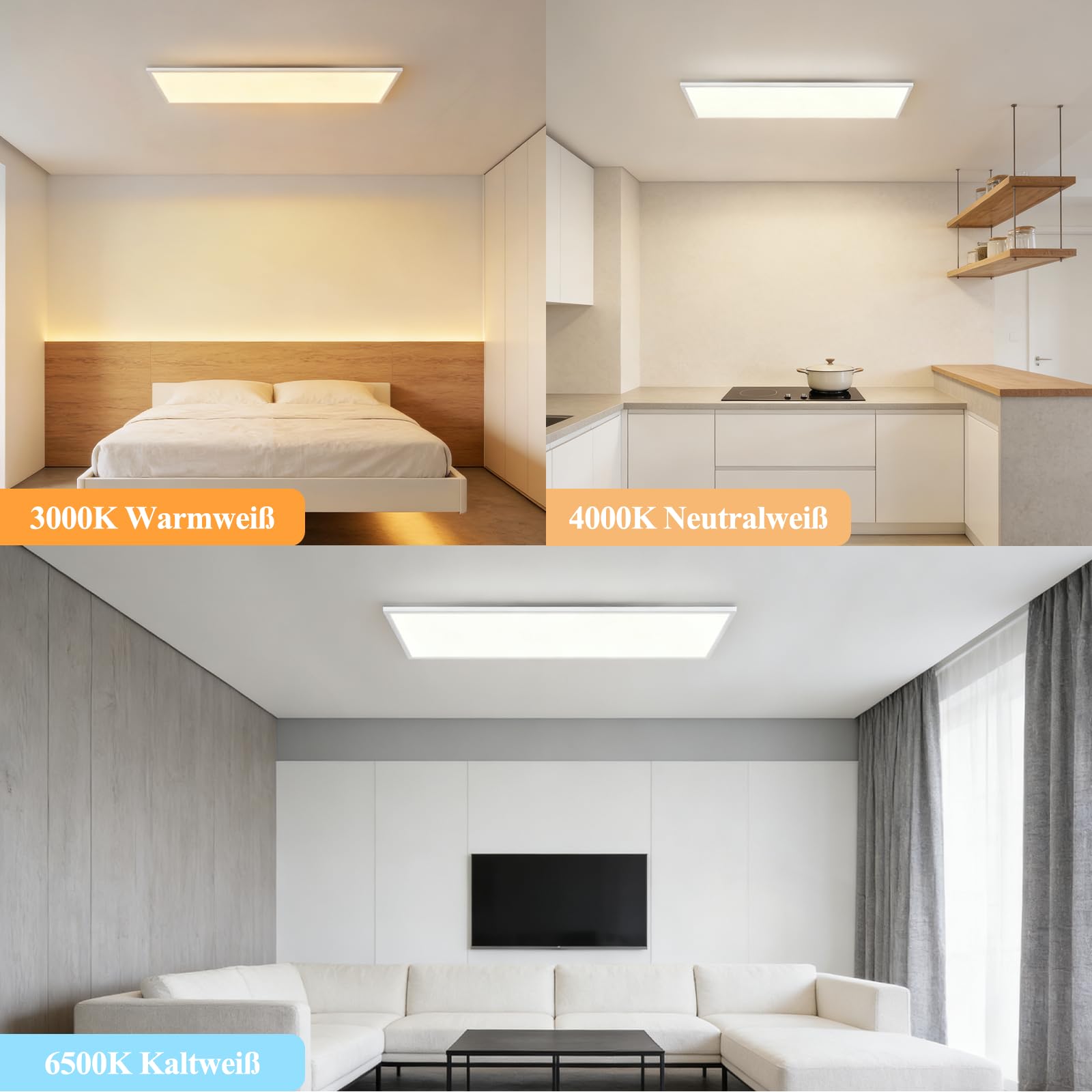LED Panel Deckenlampe - 80x30cm Lang Rechteckig Deckenleuchte | Flach 39W Deckenpanel Dimmbar mit Fernbedienung Weiß Küchenlampe Tageslichtlampe für Büro Küche Flur Wohnzimmer Schlafzimmer