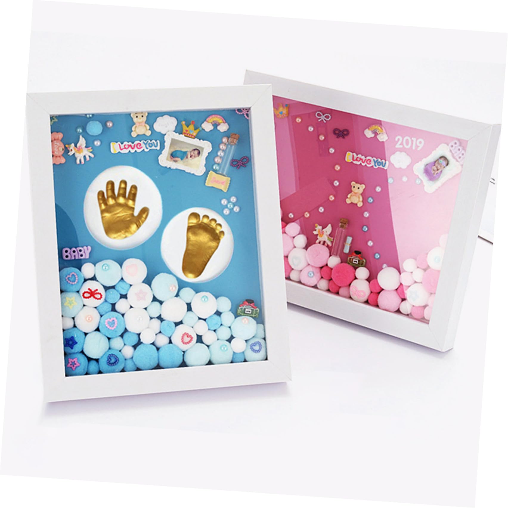 HEALLILY Kit per Impronte Mani e Piedi Ragazzo Ragazza Cornice Oro in Acrilico, Set Regalo Nascita Bimbo Utile per Battesimo e Ricordo Prezioso