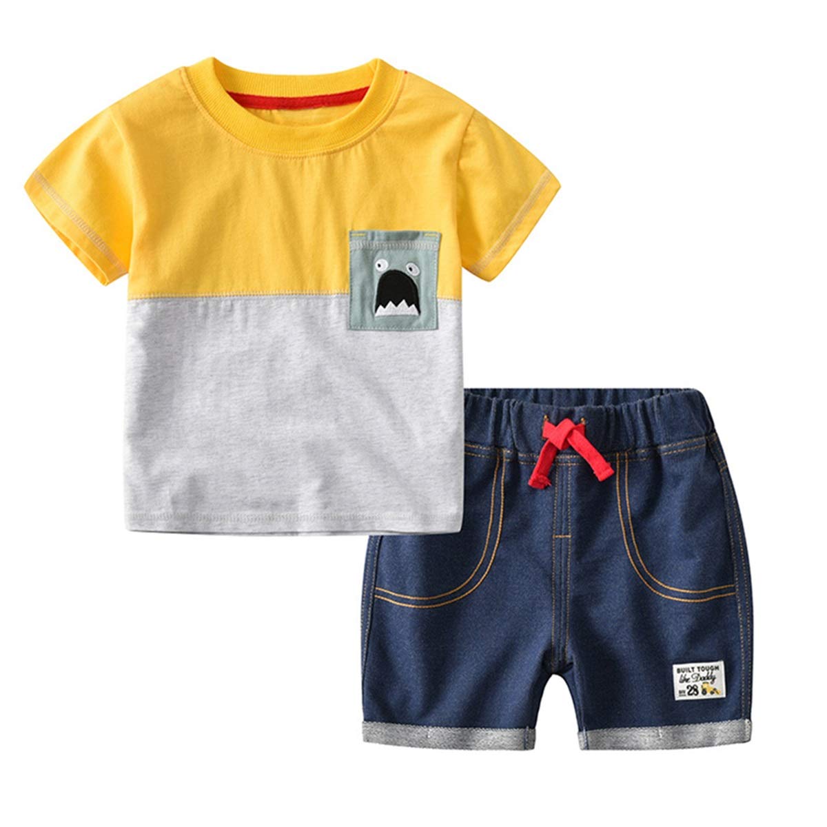 Baby Boy Short Sleeve Cotton T-Shirt+Casual Shorts Set 2Pcs Outfit Summer