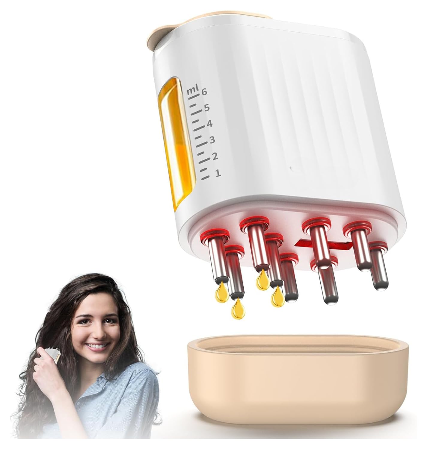 Queenwill Electric Hair Oil Applicator and Massager | Smart Scalp Massager WITH Red Light Therapy | Smart Light Therapy Hair & Scalp Massager with Oil Dispenser for Hair Growth | Oil Stimulator & Head Oil Massager for Scalp Care (WHITE) (B0DHCBCJKT) Amazon Price History, Amazon Price Tracker