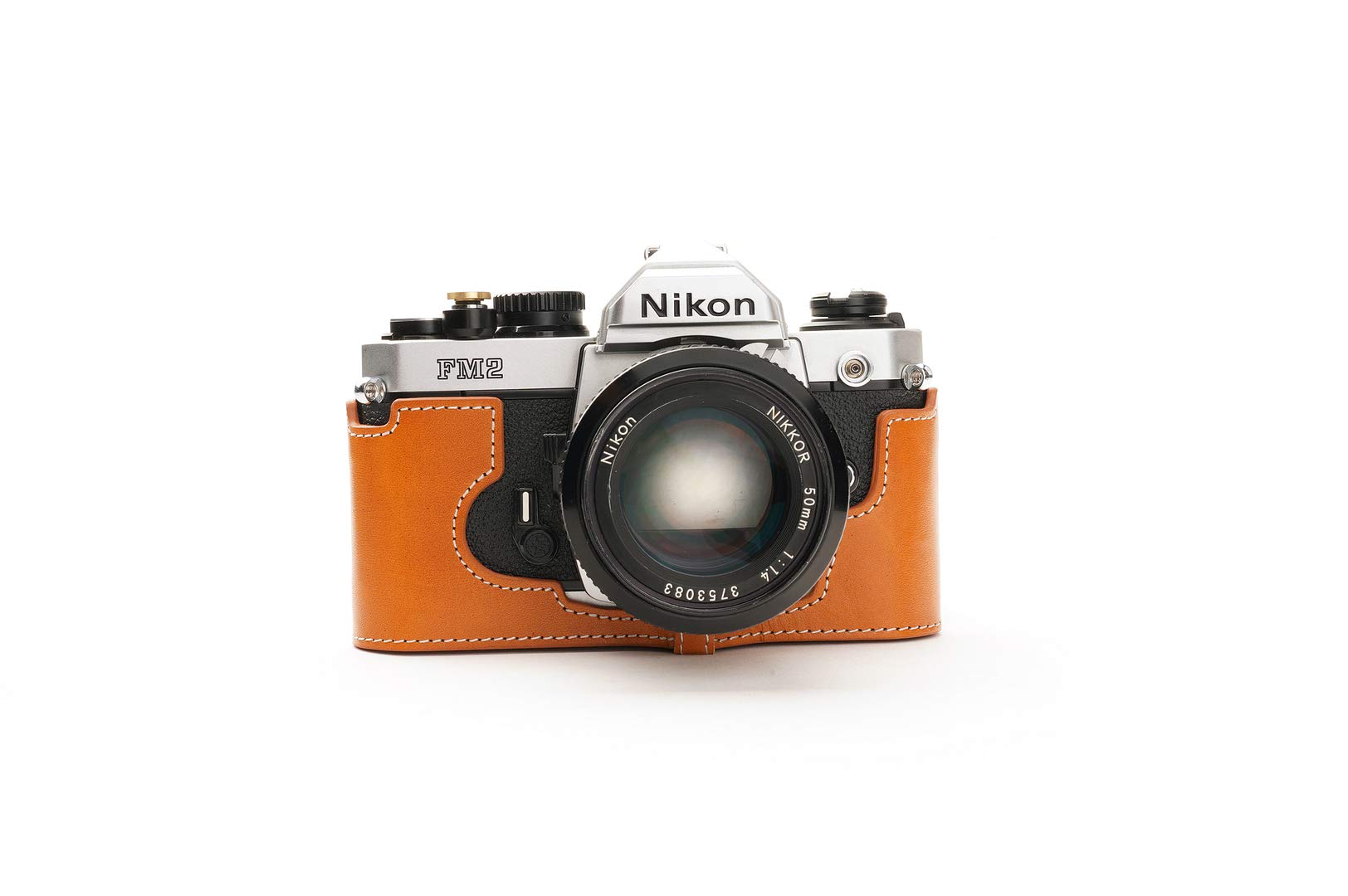 Handmade Genuine Real Leather Half Camera Case Bag Cover for Nikon FM2 FM FM2n FE FE2 Sandy Brown Co
