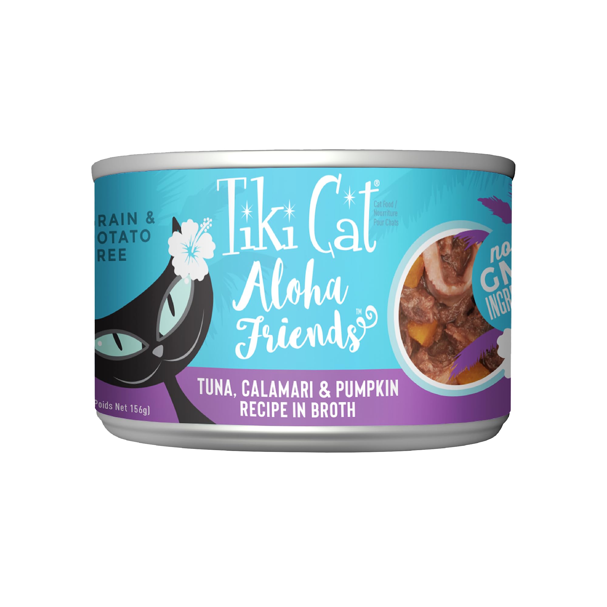 Tiki Cat Aloha Friends, Tuna, Calamari & Pumpkin, Grain-Free & High Moisture, Wet Cat Food for All Life Stages 5.5 oz. Cans (Pack of 8)