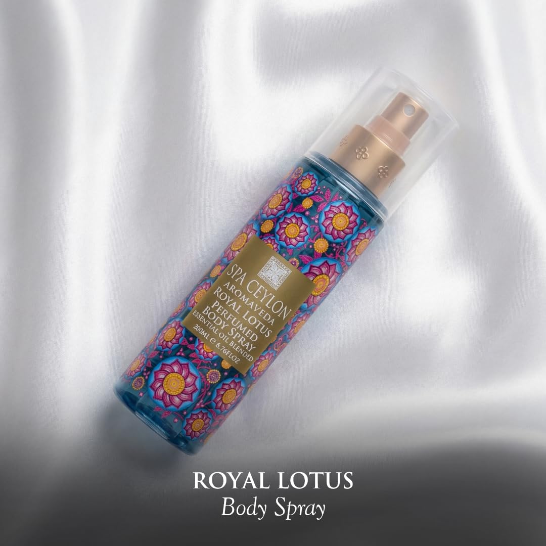 SPA CEYLON Royal Lotus Body Spray | Exotic Ylang Ylang Infused Fragrance Mist |Luxurious Women's Body Perfume for All-Day Freshness