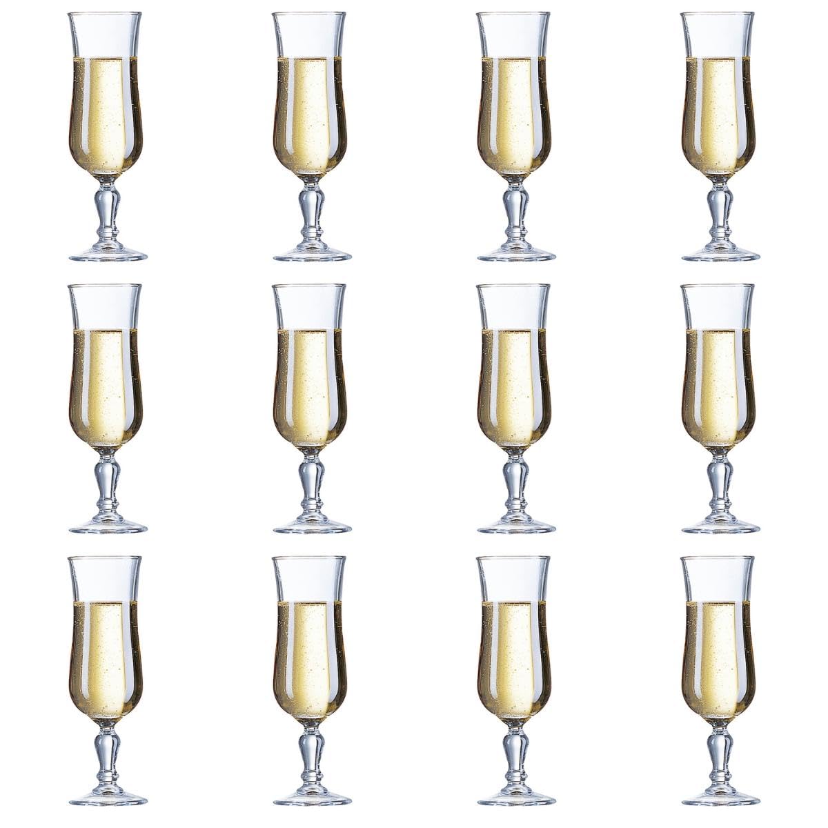 Arcoroc Set de 12 copas flauta Normandi de vidrio 15 cl | Transparente, Vidrio, formato alto, acabado brillo, 15 cl, 12 piezas, apto para frigorífico, fácil de limpiar