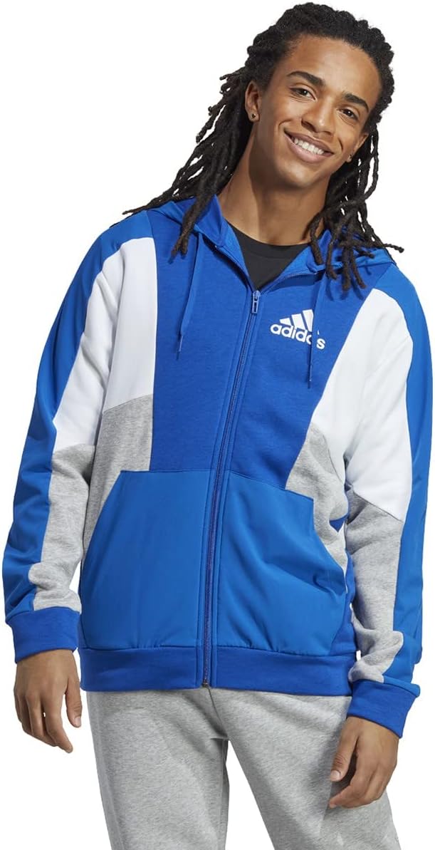 adidas mens Essentials Colorblock Full-zip Hoodie - Image 3