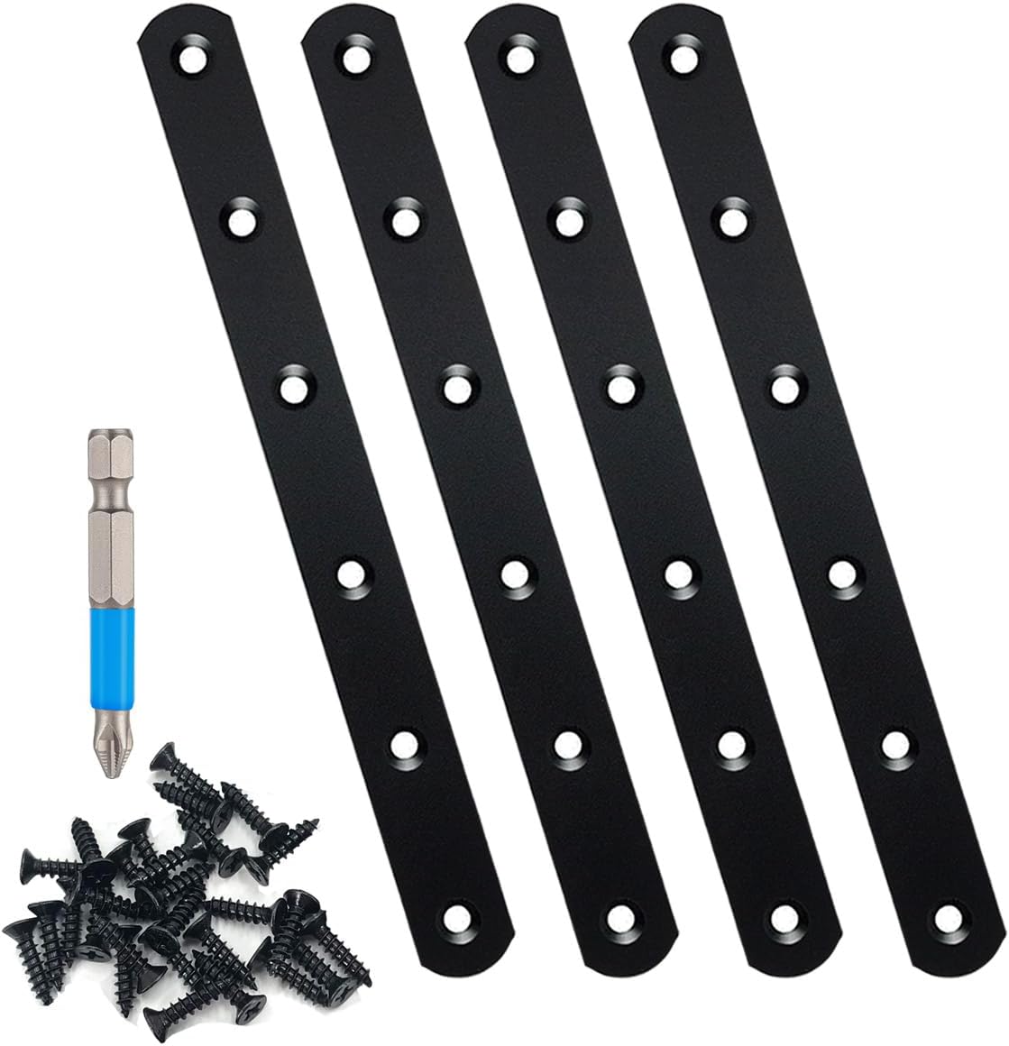 QSJ 26 Sets Flat Plate Straight Bracket Flat Brace Bracket Stainless Steel, 36mm/46mm/56mm/76mm Wood Brackets Mending Repair Plate Brace