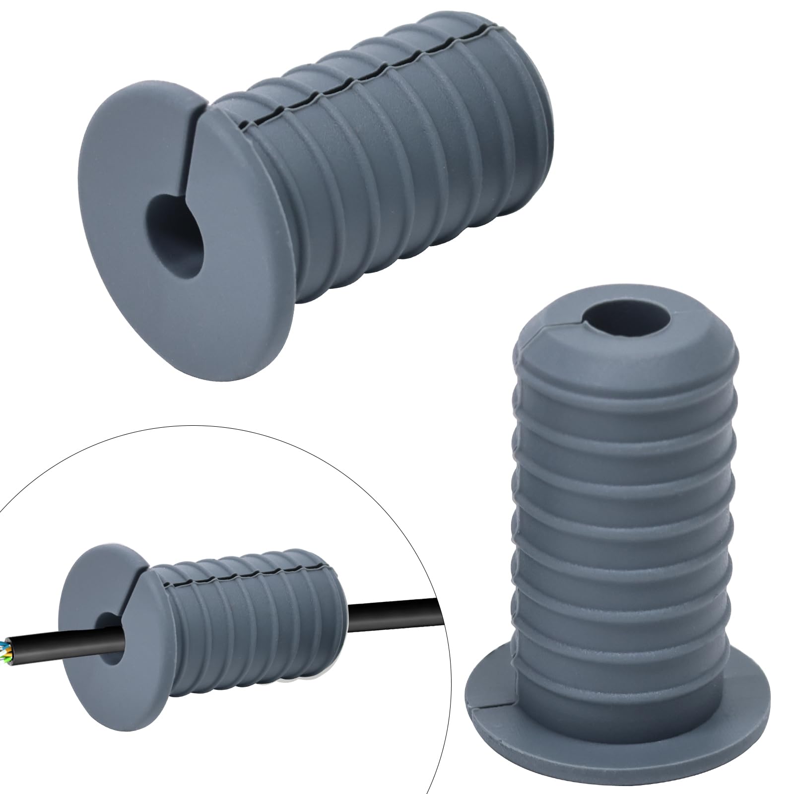 EASYEAH 2pc Starlink Cable Grommet 3/4" Silicone Anti-Slip Wall Hole Pass Through Split Cable Bushings for TV Wire Ethernet Cord, Starlink Cable
