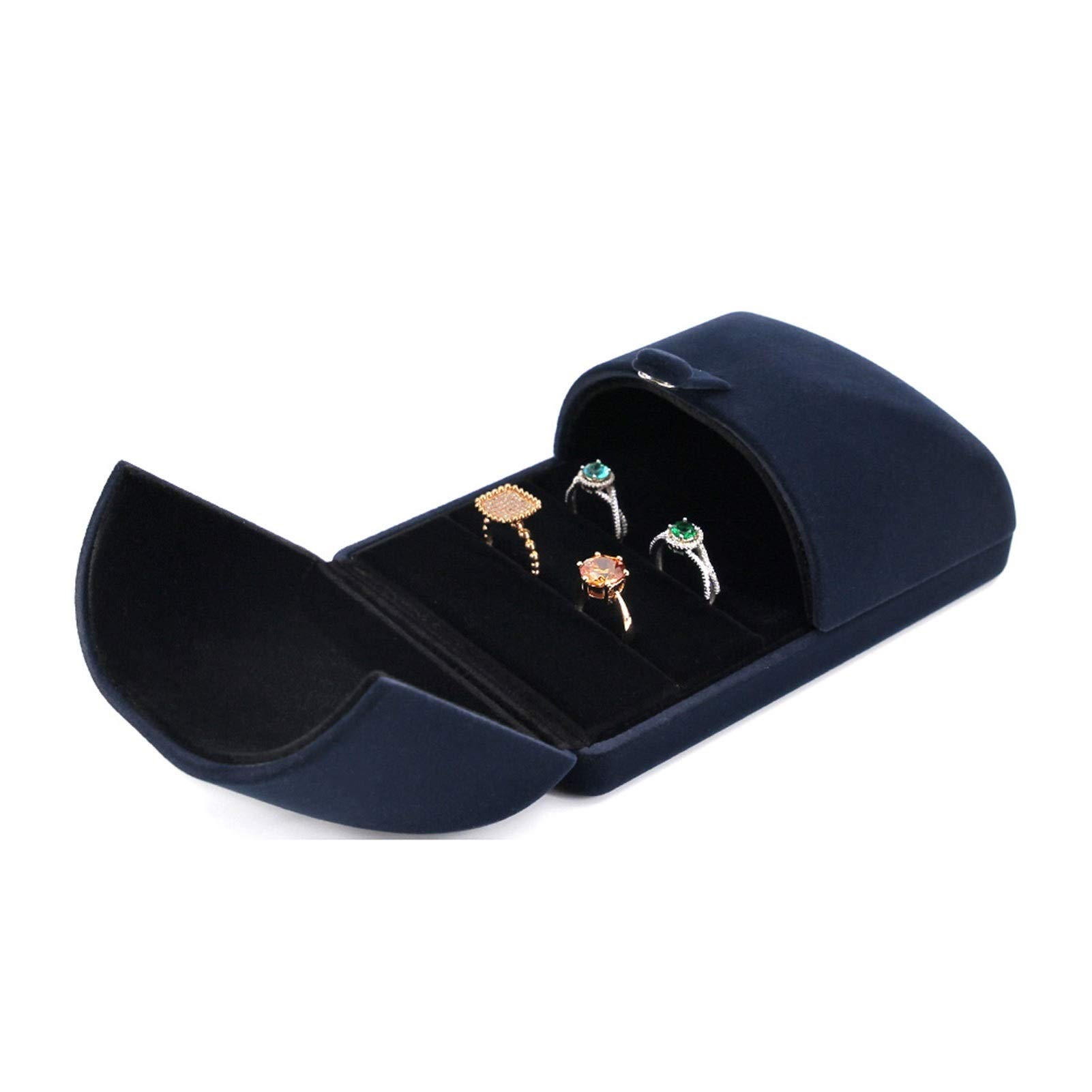 HDBCYUAZ Velvet Ring Box Earring Jewelry for Proposal/Engagement/Wedding/Commercial Display Premium Gift(Blue)