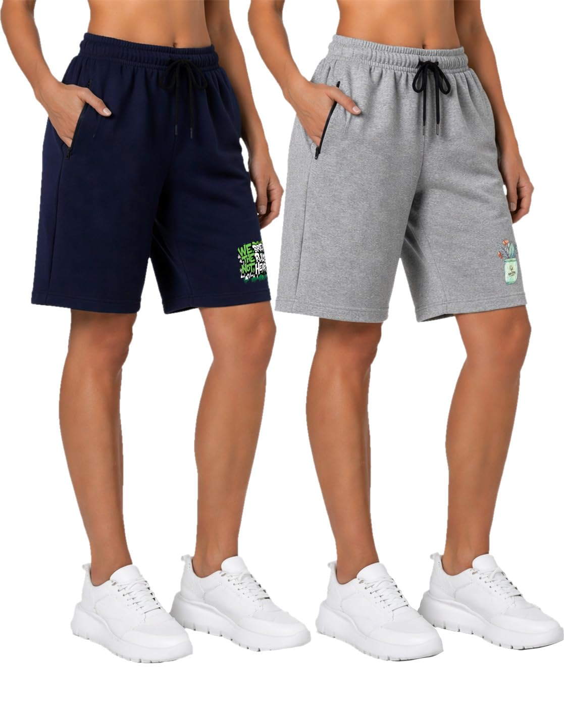 buy that trendz Womens Kissing 2 Cute Cats Printed Cotton Zipped Pockets Knee Length Casual Shorts Combo for Women Pack of 2 (S-4XL)-picture-35