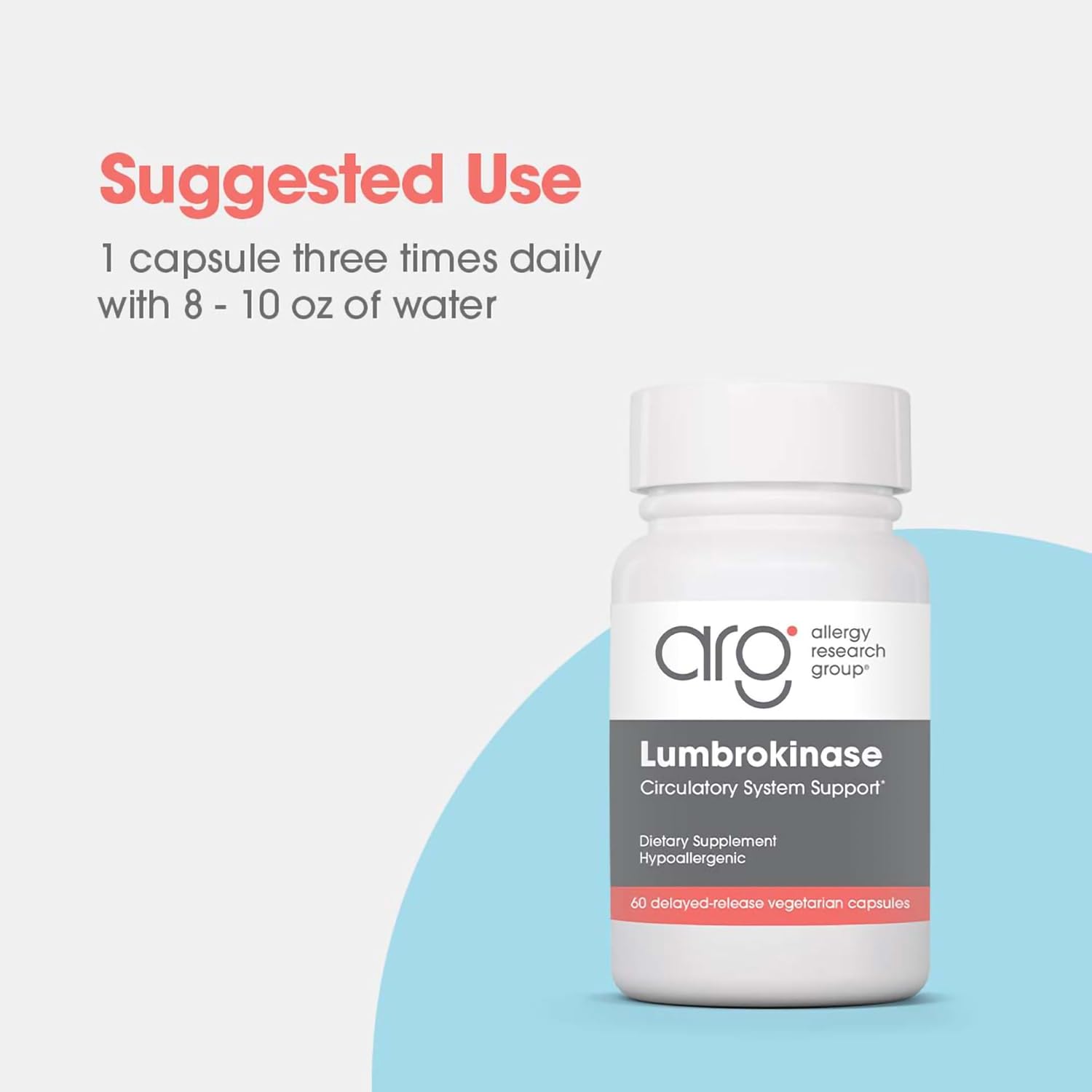 ARG Lumbrokinase Circulatory System Support - Delayed-Release Enzyme Supplement - Circulatory & Cardiovascular Health - Supports Healthy Blood Flow - Non-GMO & Gluten-Free - 30 Servings - 60 Capsules - Image 6