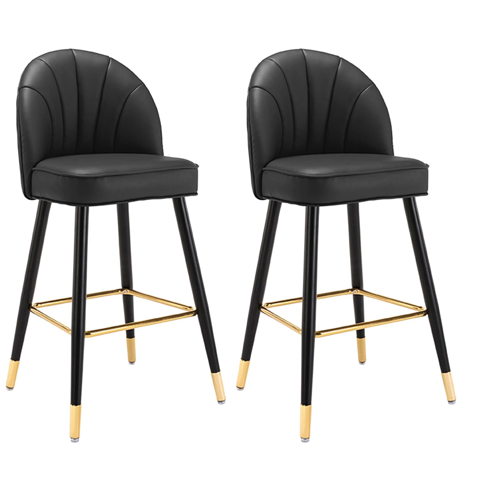 Produktbild von Barhocker Set In Braun Aus Kunstler Mit Rückenlehne Und Fußstütze Morn 2er-Set Für Küche Und Bar｜Homary