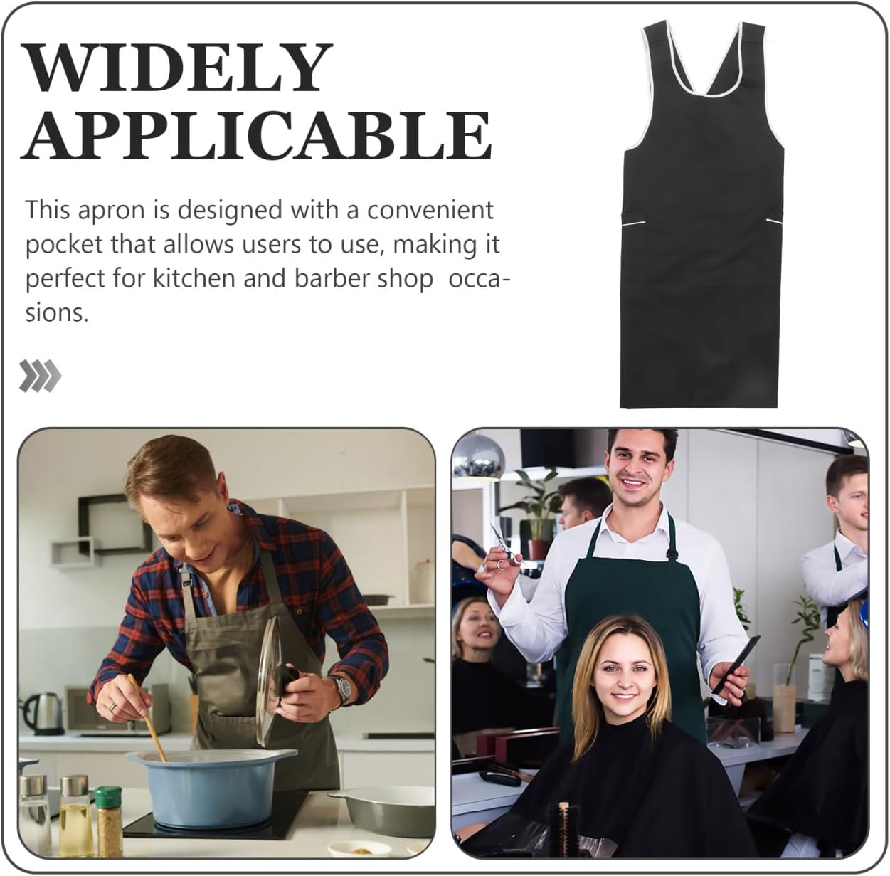 POPETPOP Salon Apron Cross Back with Pockets Hairdresser Smock Lightweight Breathable Hair Stylist Uniform for Barber and Home Use - Image 7