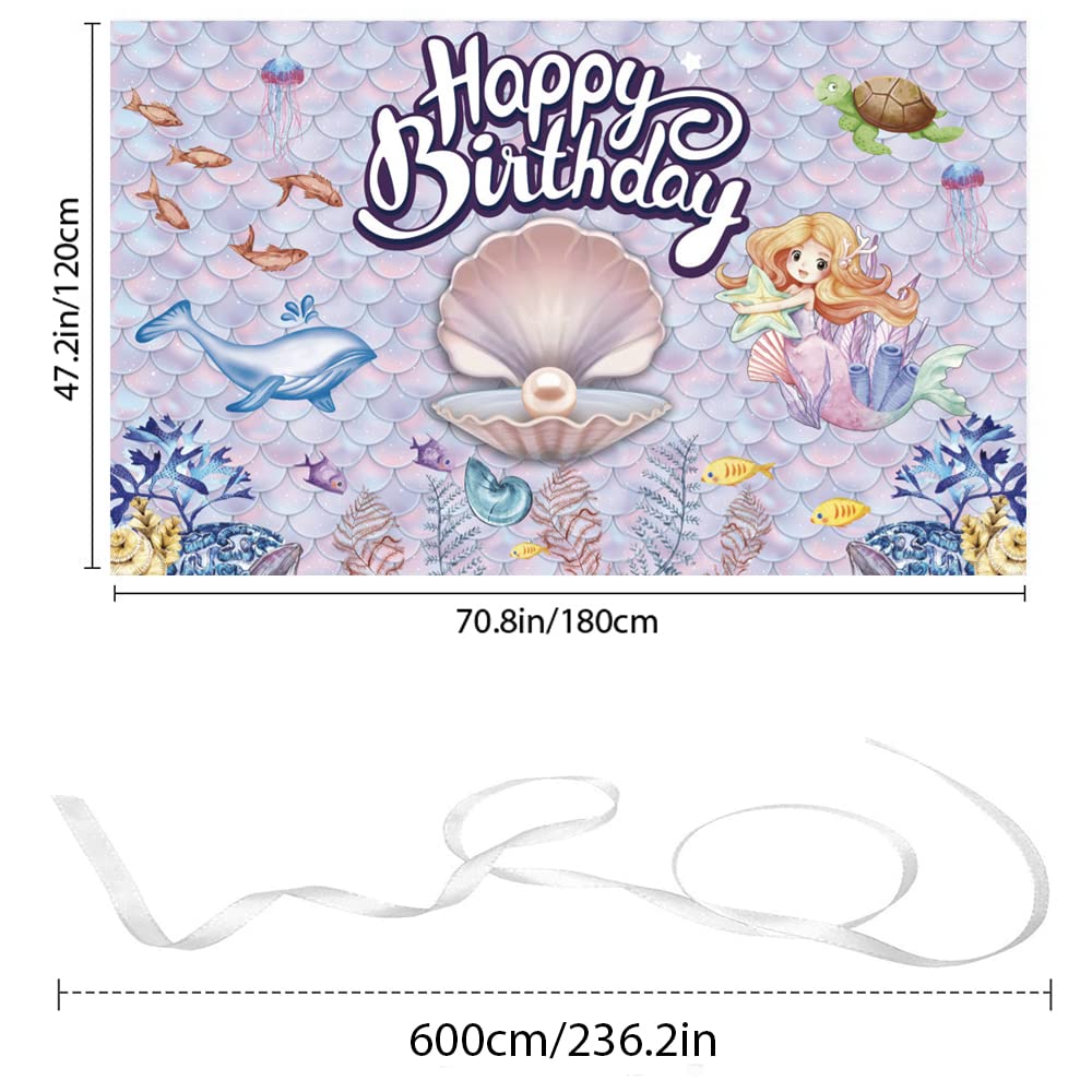 Meerjungfrau Glitzer-Banner „Happy Birthday“ Under The Sea – Ca. 4,6 M Lang Mit 15 Teilen & Band