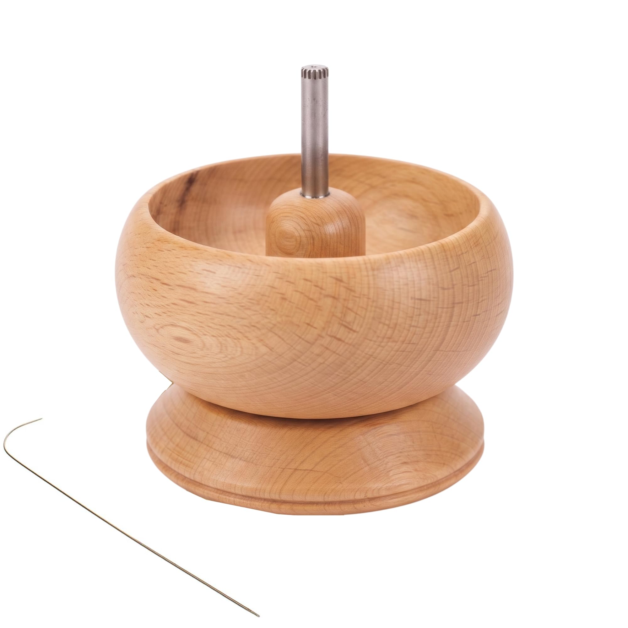 Beading Spinner Set: 3-Inch Mini Wooden Spinner for Jewellery Making and DIY Crafting by Beadsnfashion, Includes 2 Pcs Curved Needles for Fast Threading