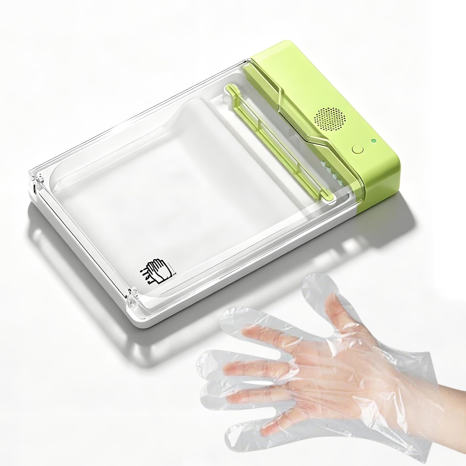 Dispensador automático de guantes, máquina de guantes desechable portátil con esterilización UV, montaje en pared, recargable, fácil mantenimiento, uso en 3 tamaños, incluye 100 guantes