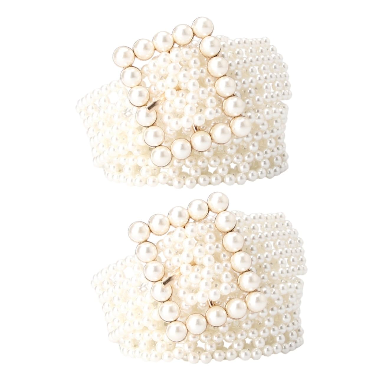 2piezas Cinturón De Mujer Elástico Perlas Imitación Cadena De Cintura Elegante Para Vestidos Accesorio De Moda Para Ocasiones Especiales