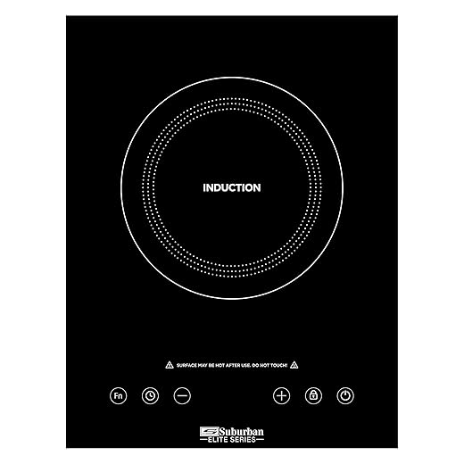 Suburban Single Element Induction Cooktop for RV, Smoothtop, LED Display, Electric Stovetop with Child Safety Lock, Easy to Clean, 120V/60HZ, Black (3308A)