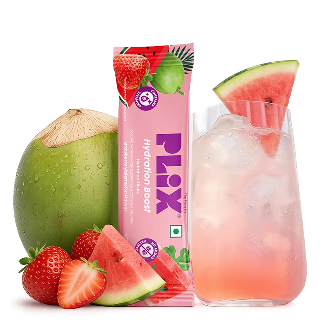 Plix Hydration Boost Electrolyte Powder | Hydration Drink Mix with Coconut Water, Sodium & Potassium | Strawberry Watermelon Flavour | Supports Energy, Hydration & Recovery | Pack of 30 | No Added Refined Sugar-image-23