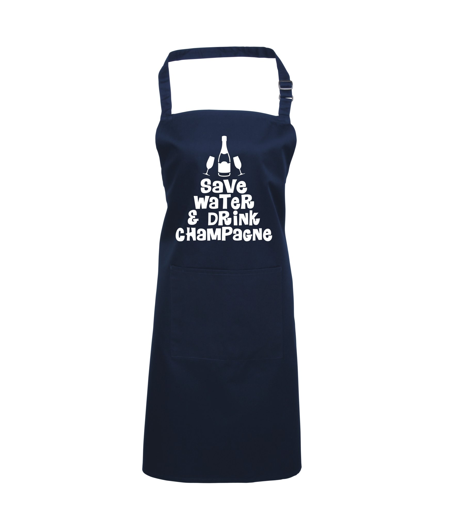 Edward Sinclair Save Water and Drink Champagne with White Print Navy Apron