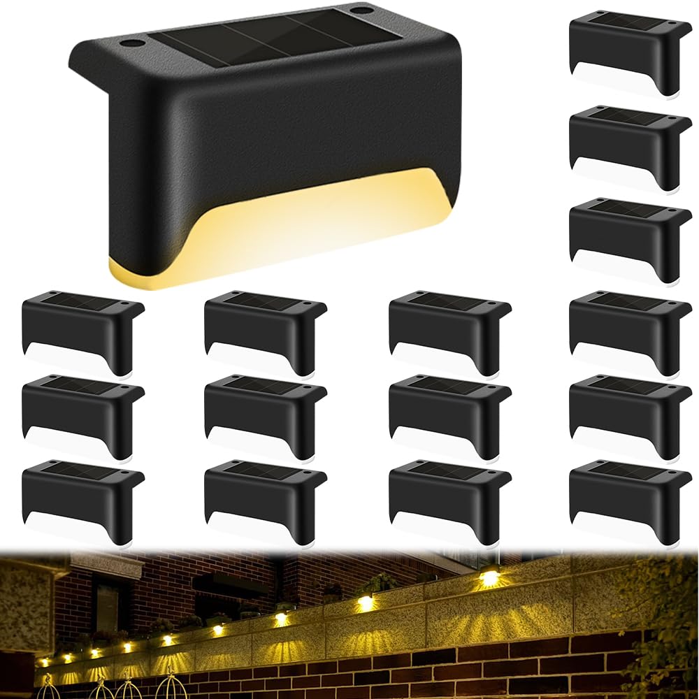 KBIBCK Solar Fence Lights, 12 Pack Solar Step Lights, SolarFence Light Outdoor Garden