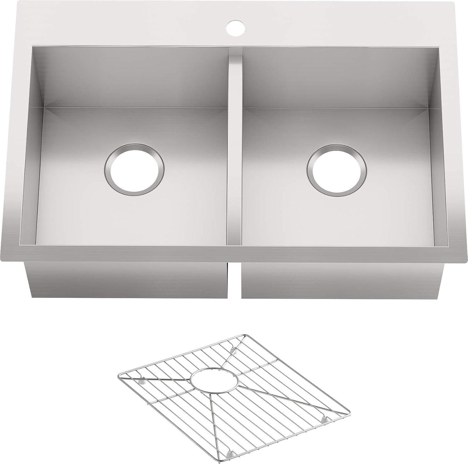 Amazon Kohler k3820 1na Vault doubleequalキッチンシンクwith singlehole蛇口ドリル キッチンシンク