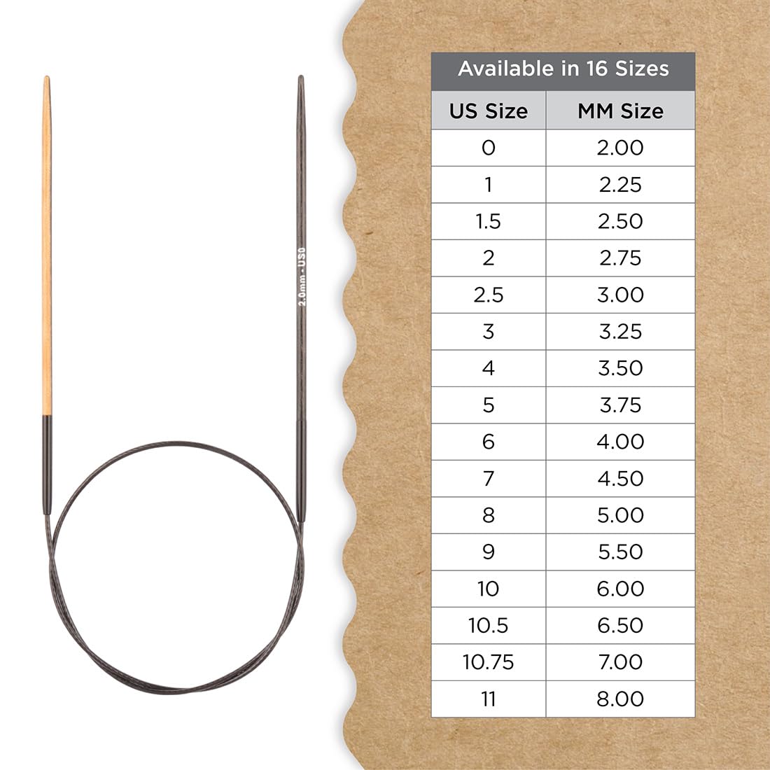 Knitter's Pride Day & Nite Circular Needle 60 cm 2.00 mm, Black and Brown Accents, 1 piece, Natural/Black, 2.00mm - Image 4