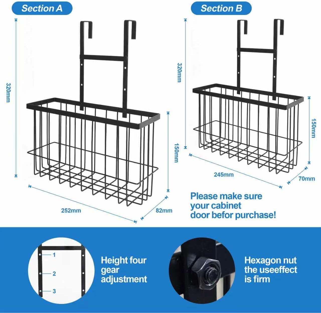 2 Pack Cabinet Door Organizer, Houseware Over the Cabinet Door Organizer, Kitchen Aluminum Foil Organizers for Cutting Board, Baking Sheet, Foil, Plastic Wrap, Kitchen Organizers and Storage, Black - Image 4